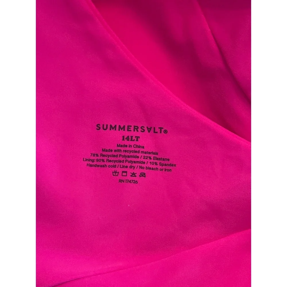 Summersalt The Sidestroke One Shoulder Swimsuit Colorblock Pink White Red 14LT
